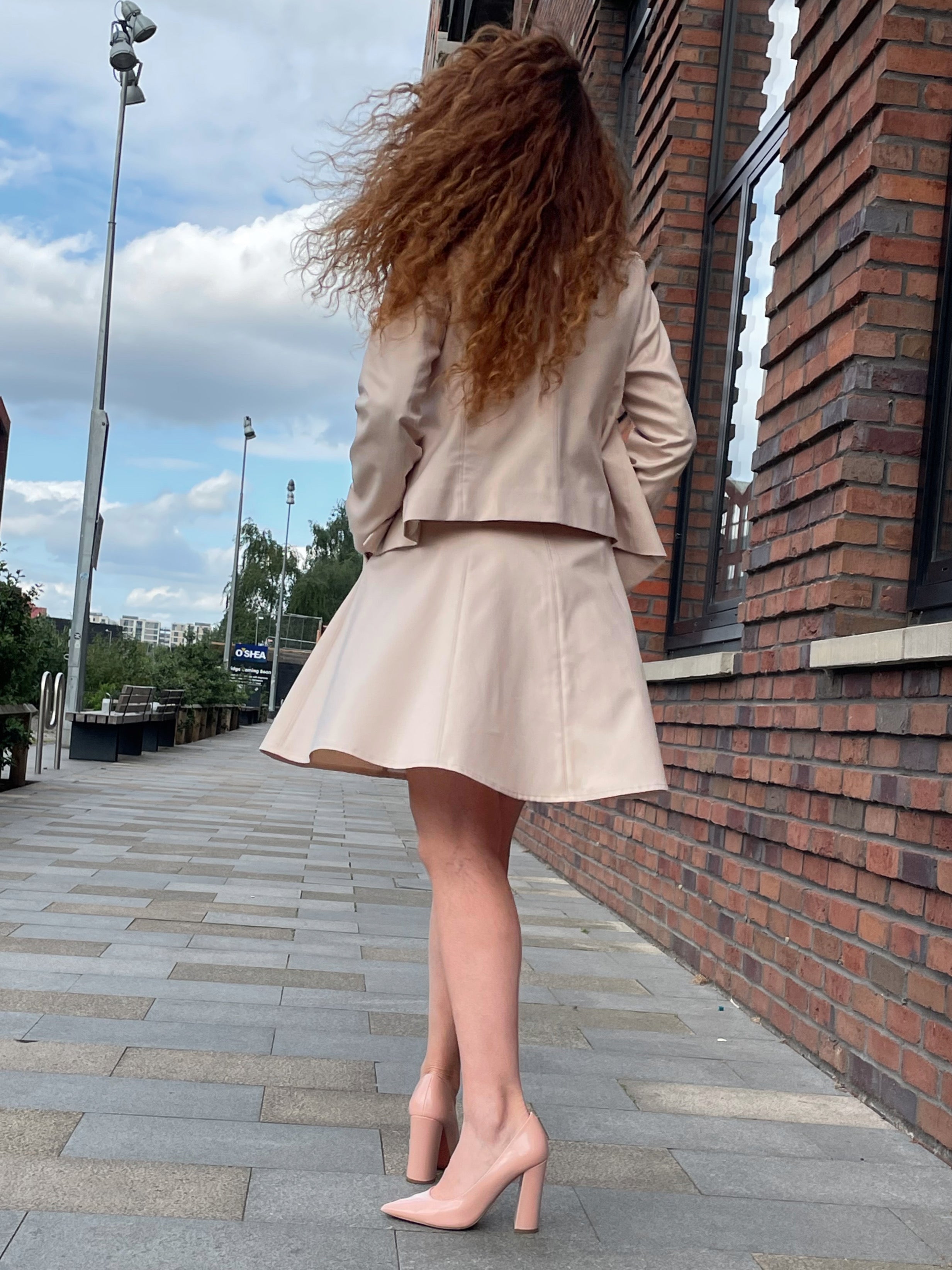 Office Beige Blazer and Dress Set