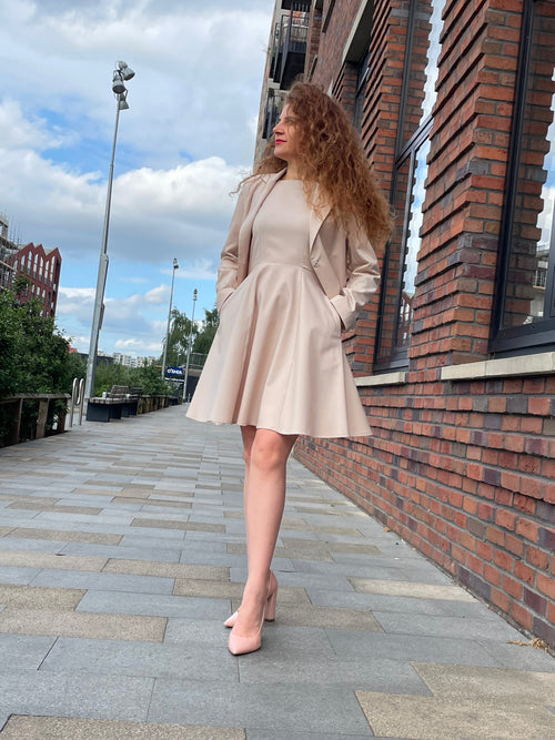 Office Beige Blazer and Dress Set
